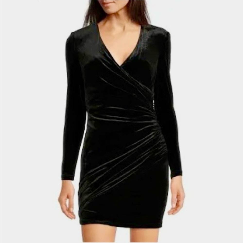 Alex Marie Black Long Sleeve Bodycon V-Neck Dress for Night Out